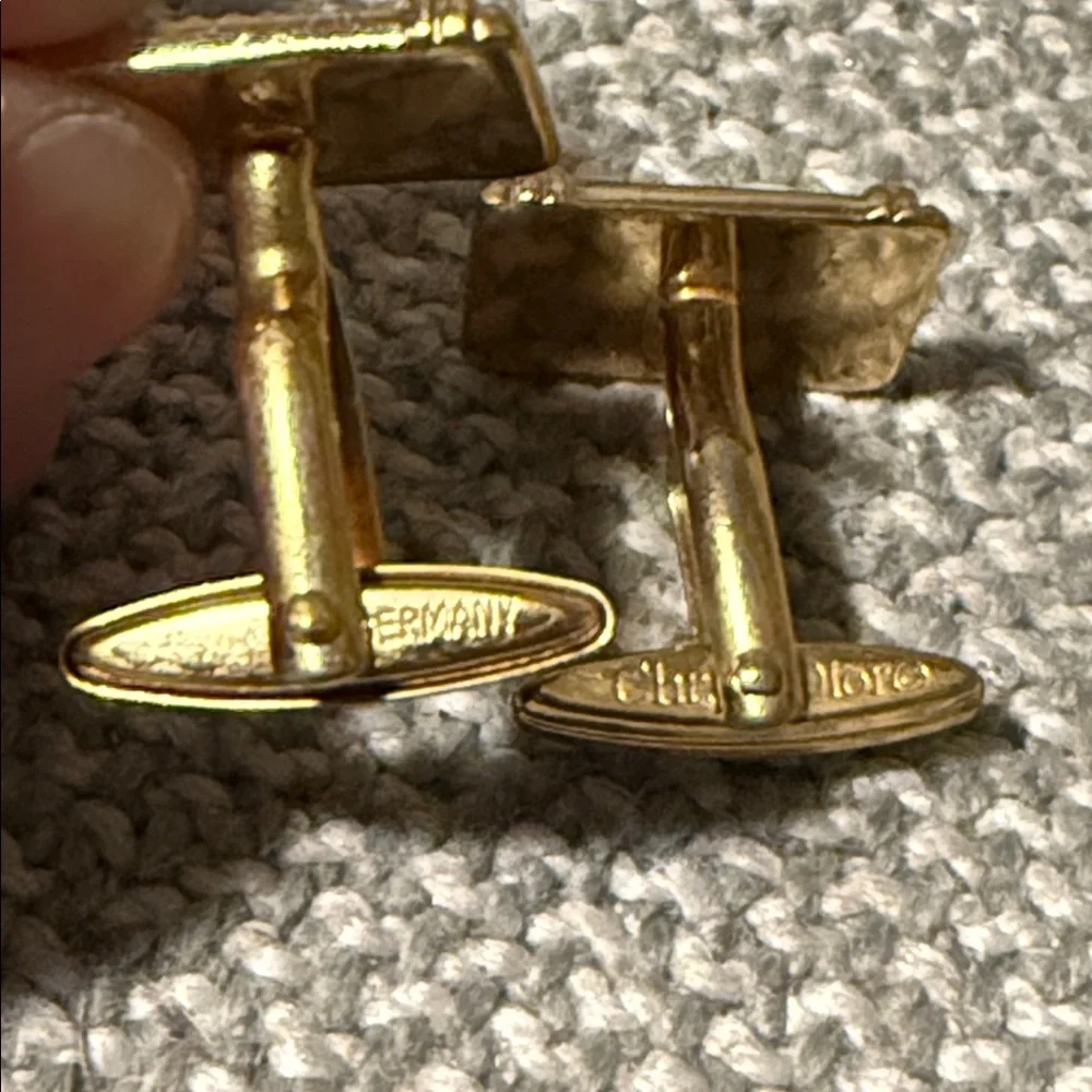 Dior Authentic Black and Gold Cufflinks with Tie Pin